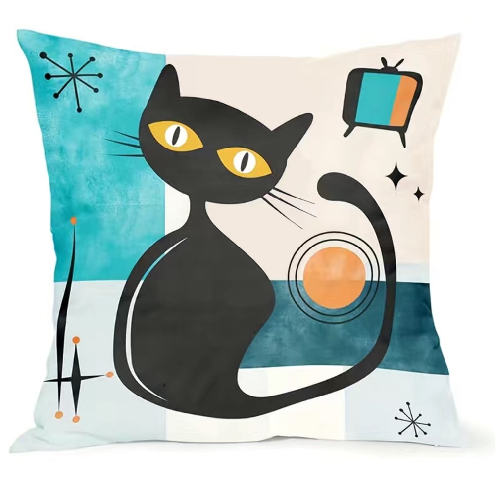 4pcs, Retro Black Cat Throw Pillow Covers - Picture 3 of 6